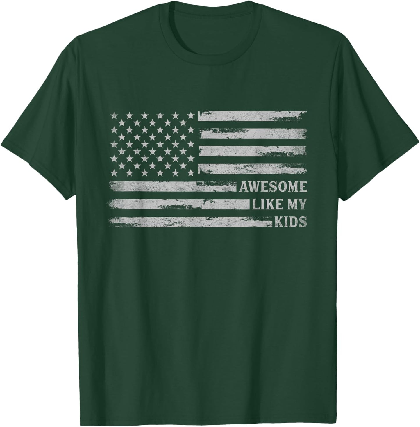 Awesome Like My Kids Grey USA Flag Father's Day Patriot Dad T-Shirt - T-Shirt | Forest