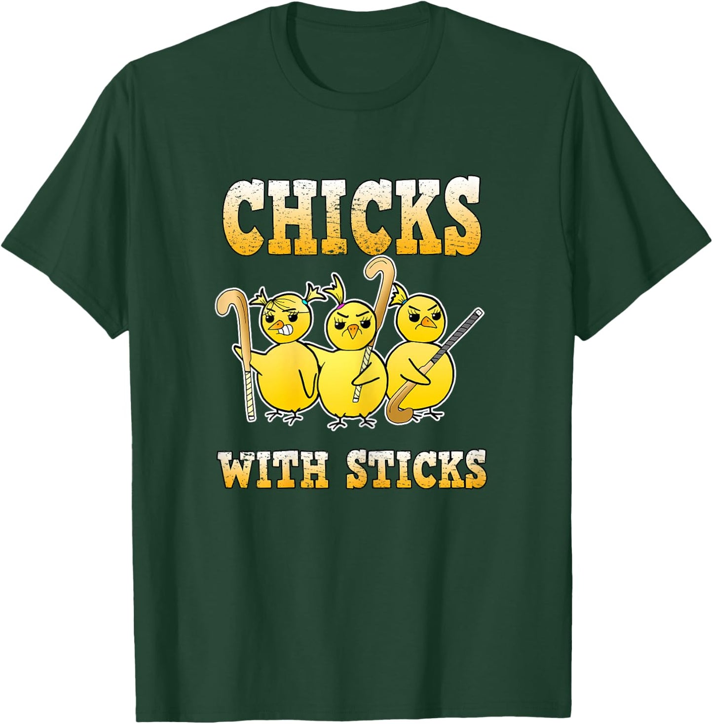 Field Hockey T Shirt Funny Chicks with Sticks Girls T-Shirt - T-Shirt | Forest