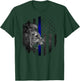 Thin Blue Line Distressed Police Powerful Lion Warrior Shirt T-Shirt - T-Shirt | Forest
