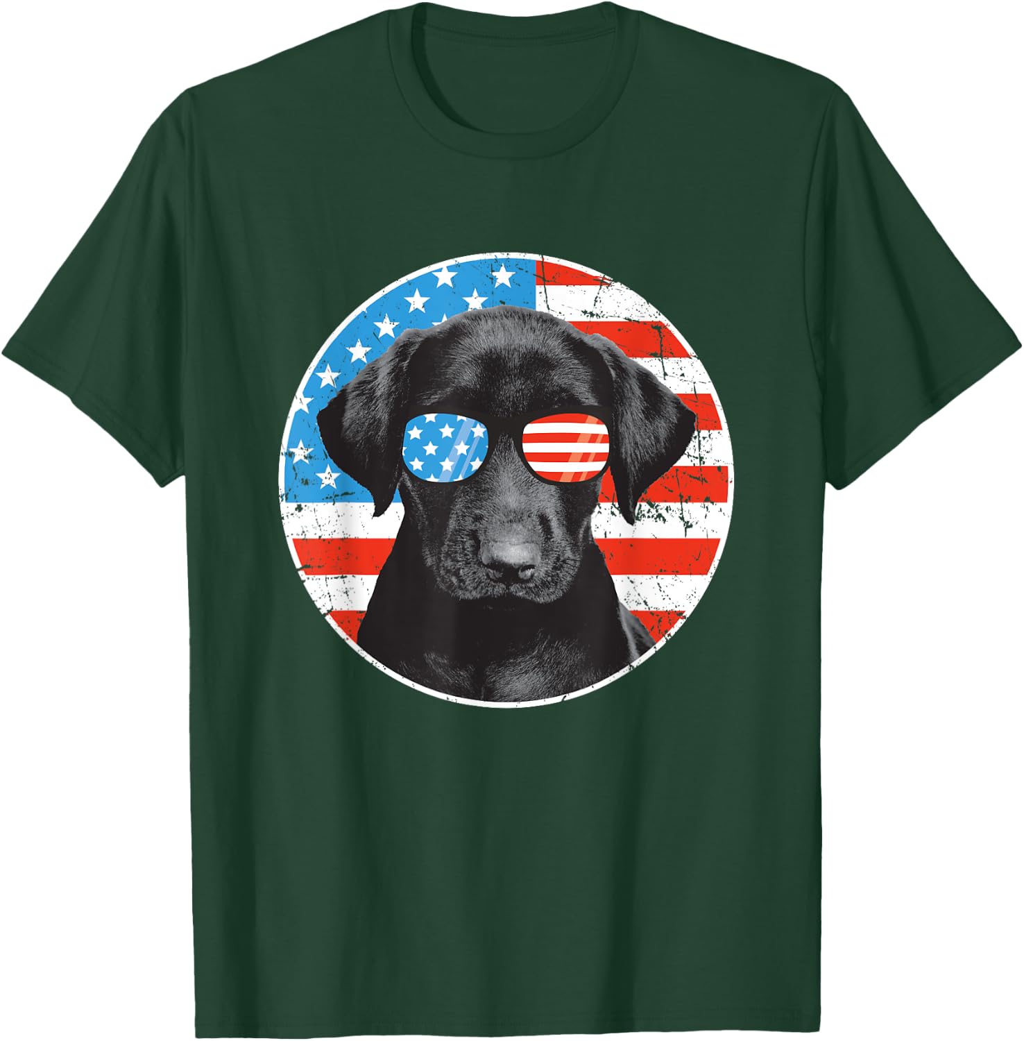 Fourth Of July Dog American Flag July 4th Labrador Retriever T-Shirt - T-Shirt | Forest