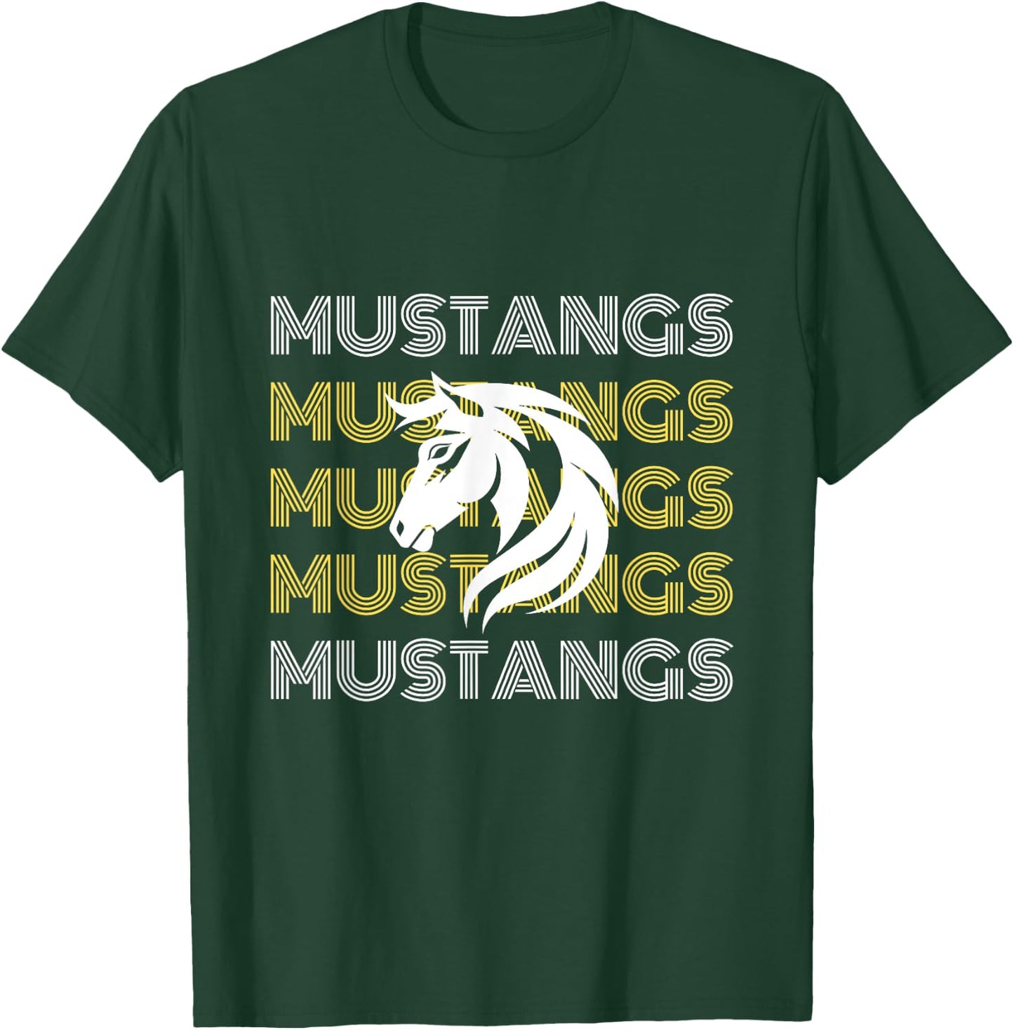 Mustangs Pride School Sports Team T-Shirt - T-Shirt | Forest