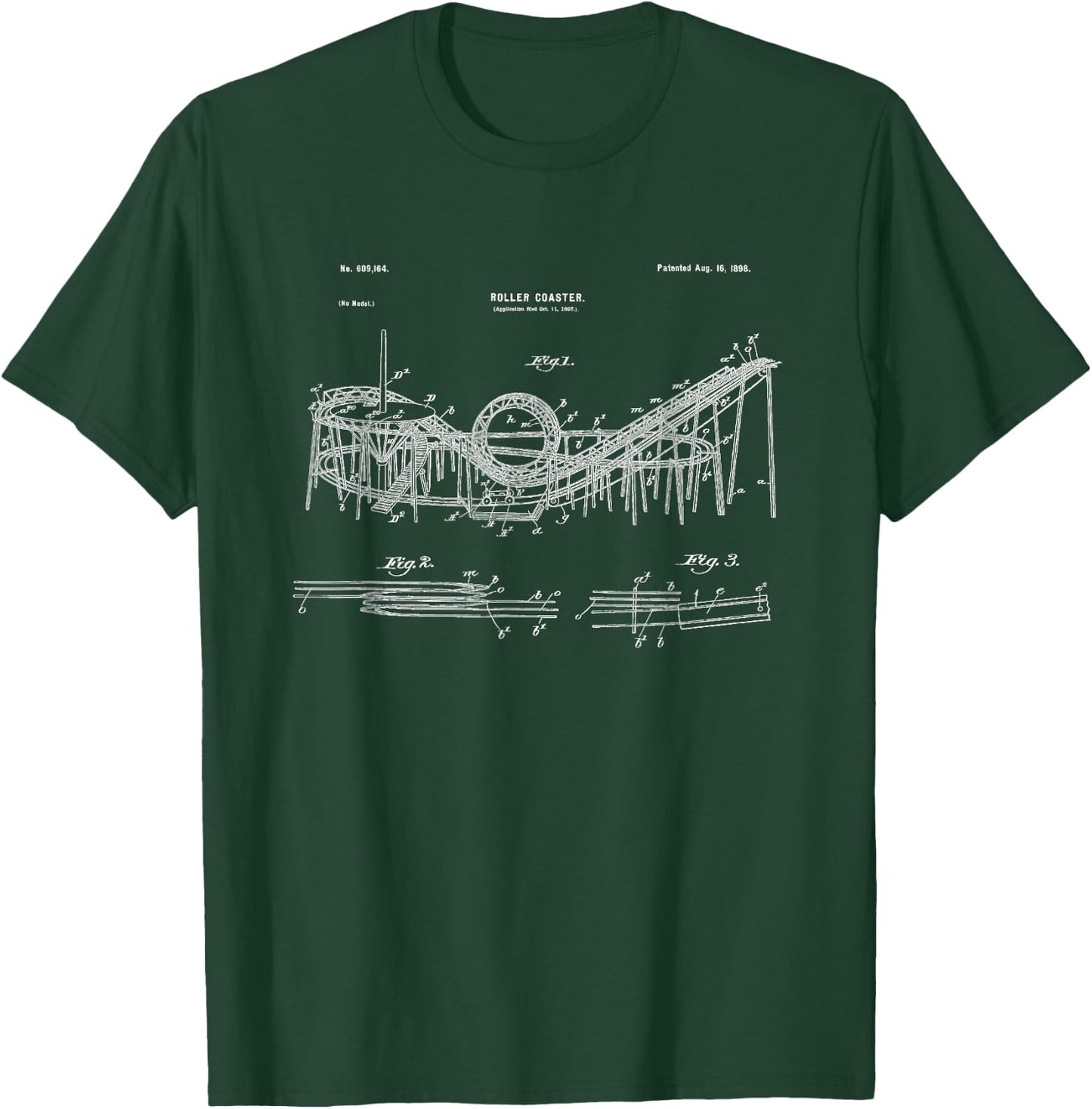 Vintage Wooden Roller Coaster Blueprint Shirt - Crazy Scary T-Shirt - T-Shirt | Forest