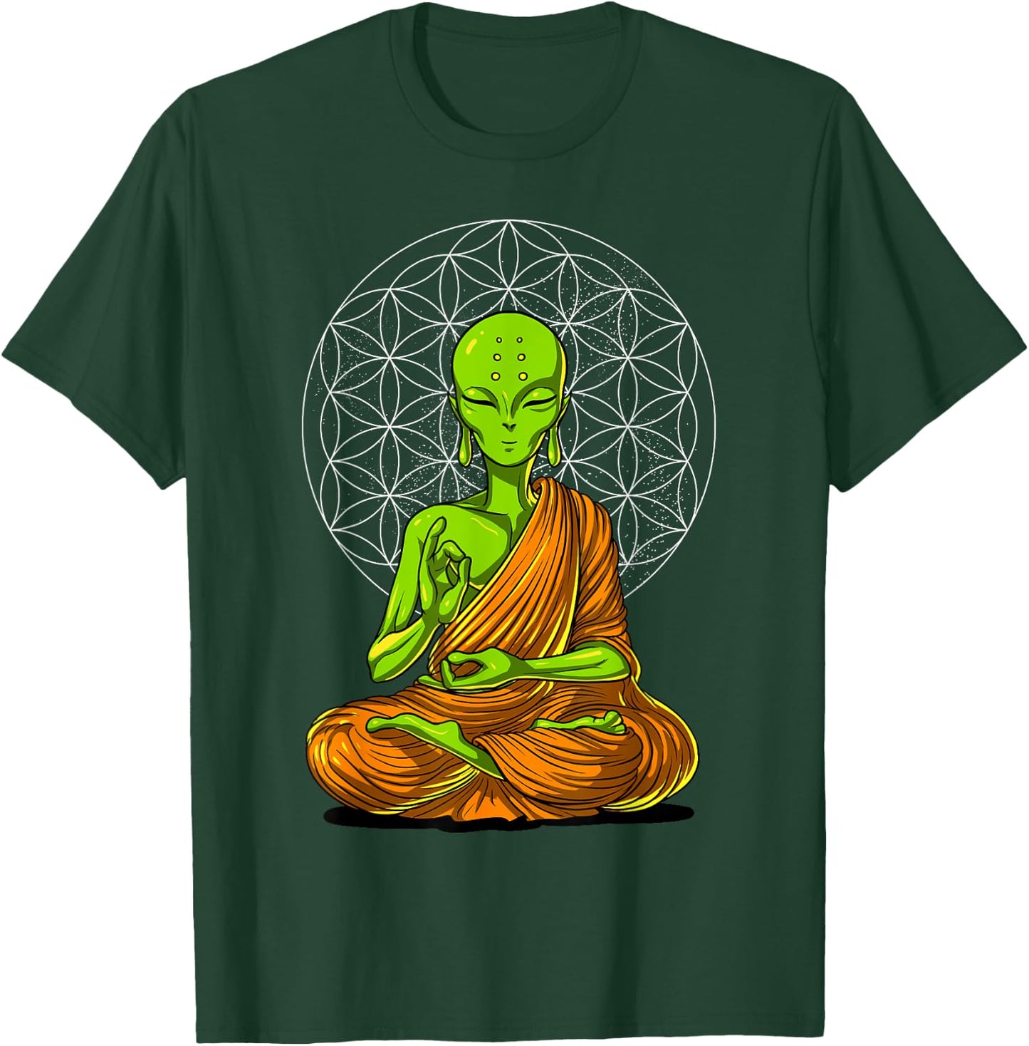 Space Alien Buddha Zen Yoga Meditation Spiritual Buddhist T-Shirt - T-Shirt | Forest