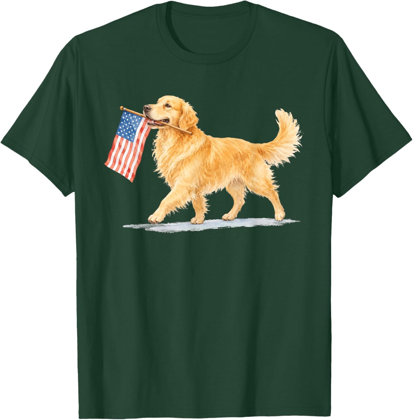 Golden Retriever American Flag Golden Retriever 4Th of July T-Shirt - T-Shirt | Forest