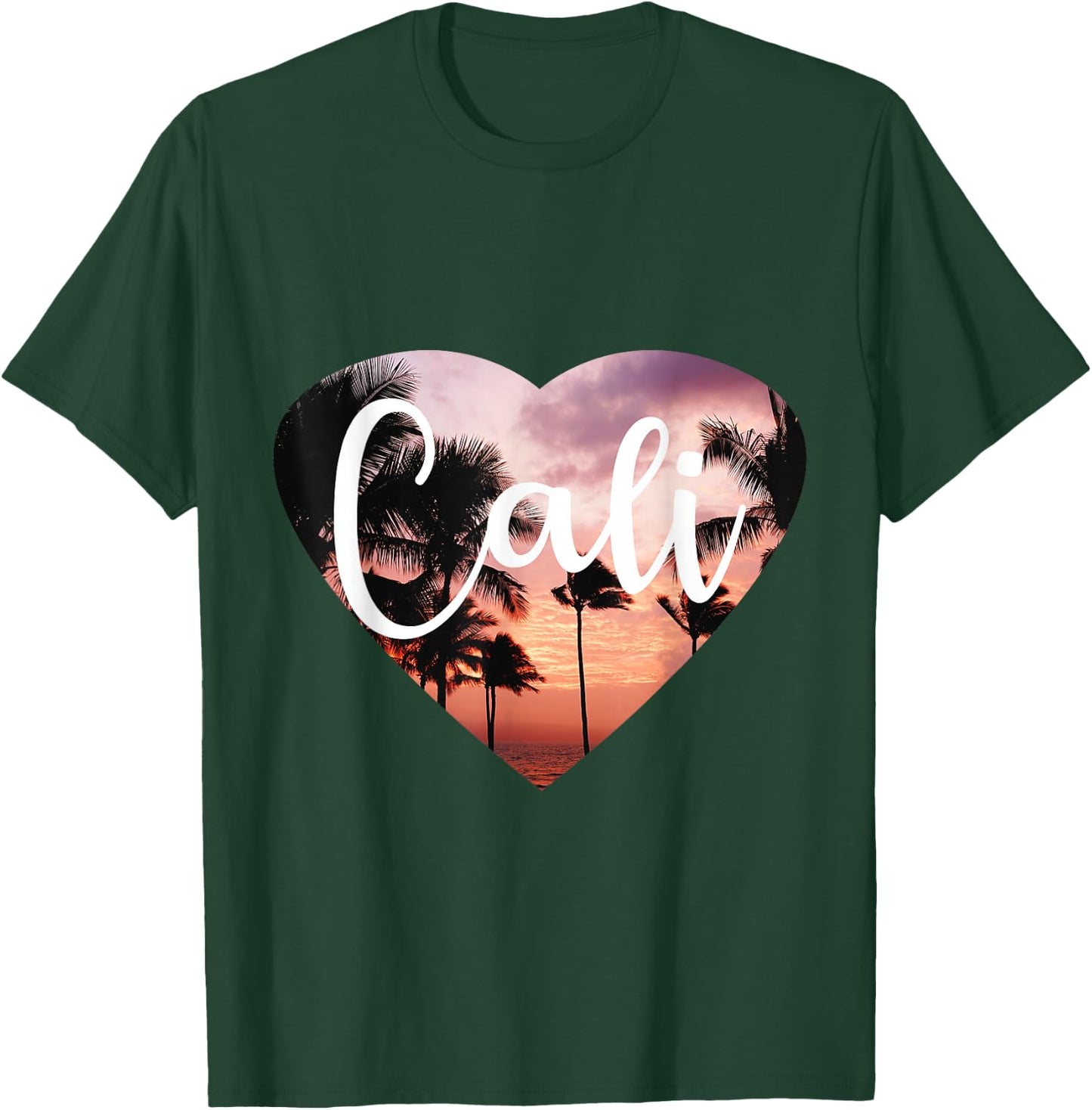 Premium California Cali Heart T-Shirt - T-Shirt | Forest