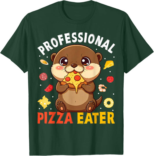 Funny Otter Professional Pizza Eater Pizza Lover Kids Boys T-Shirt - T-Shirt | Forest