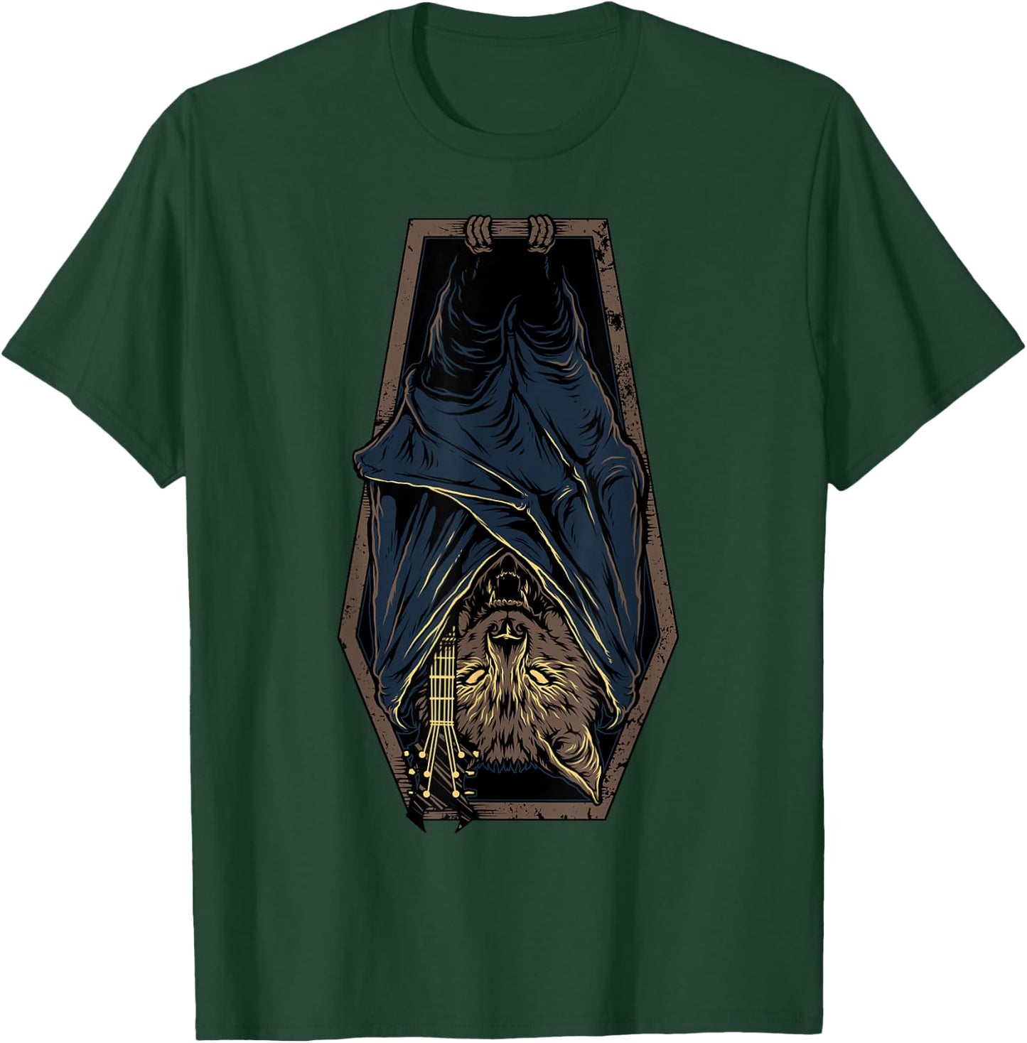 Death Metal Vampire Bat Cat Guitar Graphic Gift Women Girls Kids T-Shirt - T-Shirt | Forest