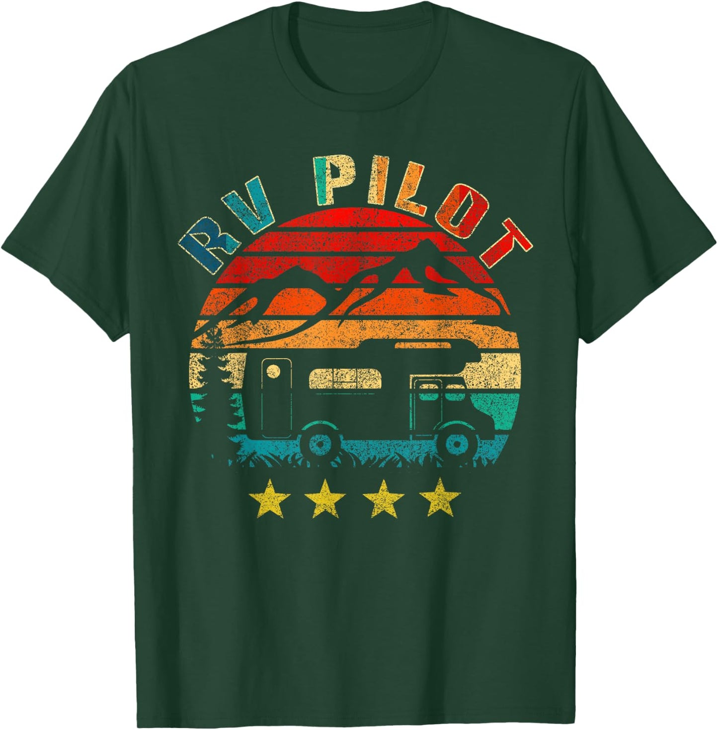 RV Pilot Camping Funny Vintage Motorhome Travel Vacation T-Shirt - T-Shirt | Forest