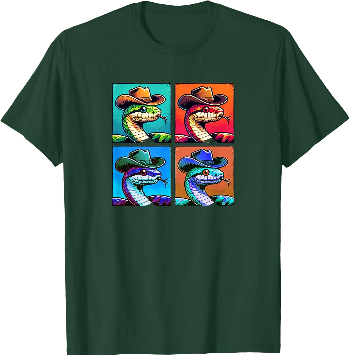 Snake In Cowboy Hat Funny Animal Cowboy Snake Owner Pic T-Shirt - T-Shirt | Forest