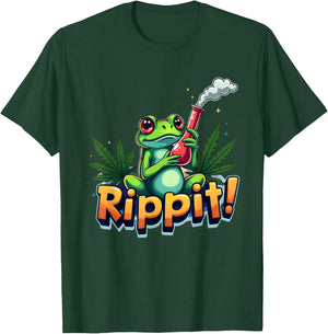 Rippit! Marijuana Bong Smoking Tree Frog T-Shirt - T-Shirt | Forest
