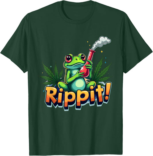 Rippit! Marijuana Bong Smoking Tree Frog T-Shirt - T-Shirt | Forest