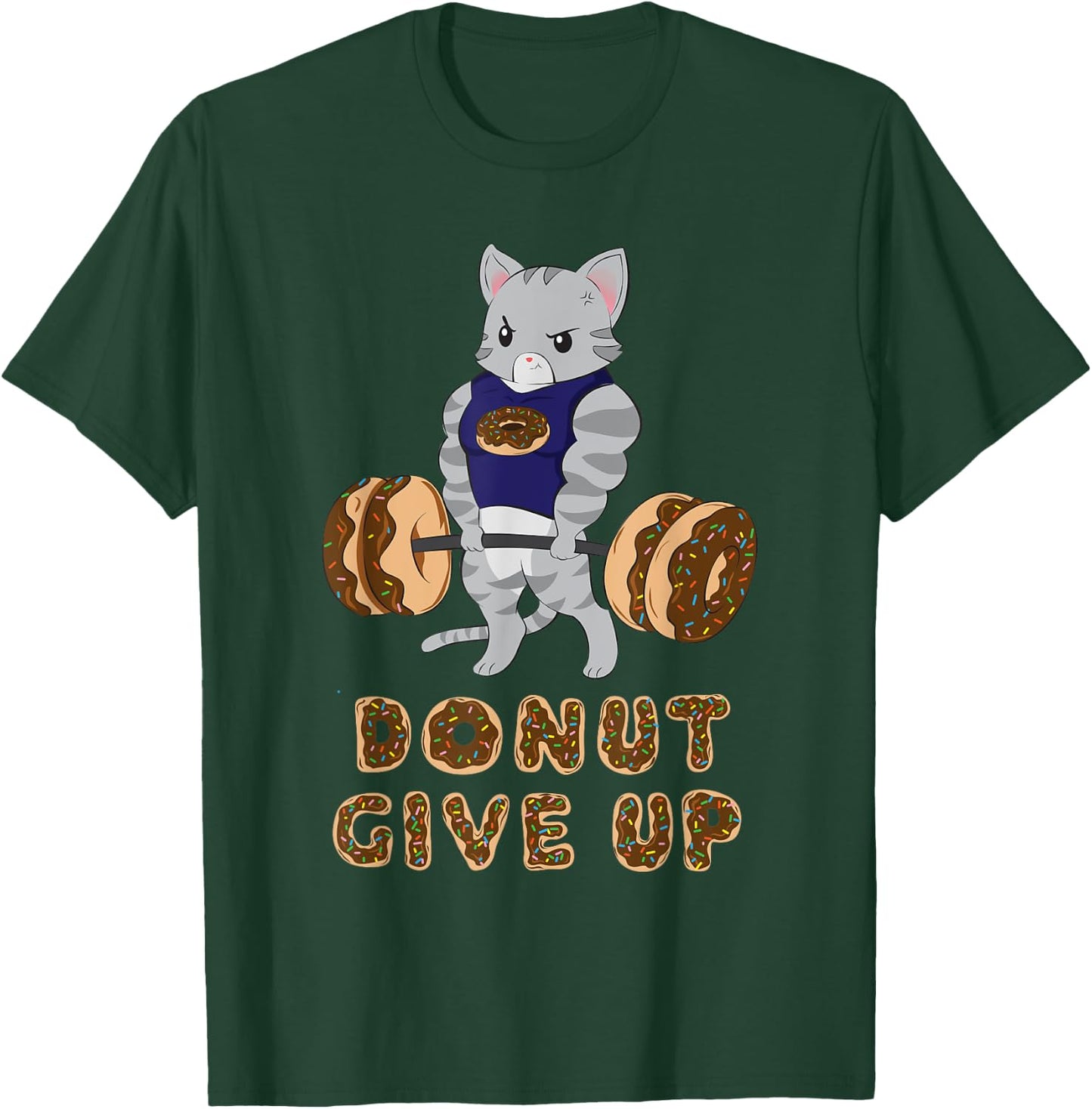 Cat Deadlift Powerlifting Donut Gym Men Women Girls Kids T-Shirt - T-Shirt | Forest
