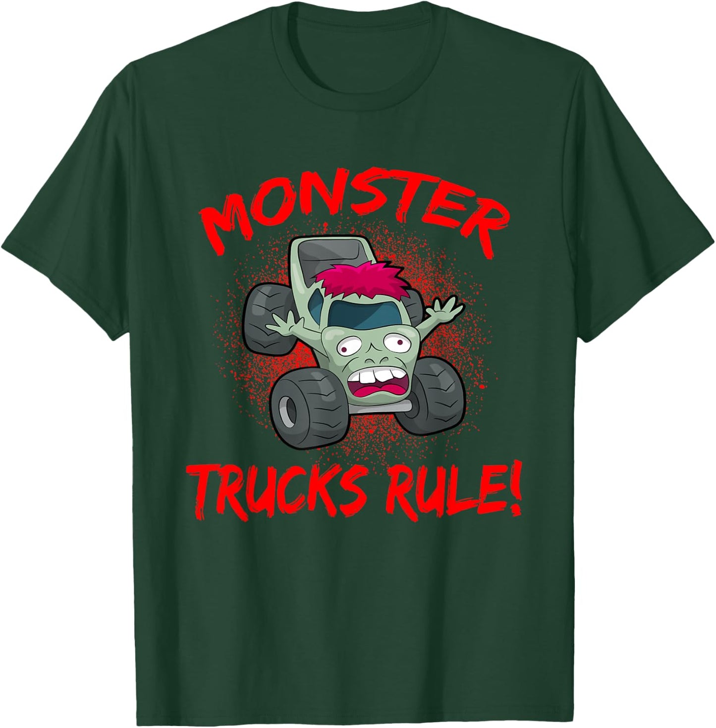 Zombie Cartoon Monster Trucks Rule Big Size Car SUV T-Shirt - T-Shirt | Forest