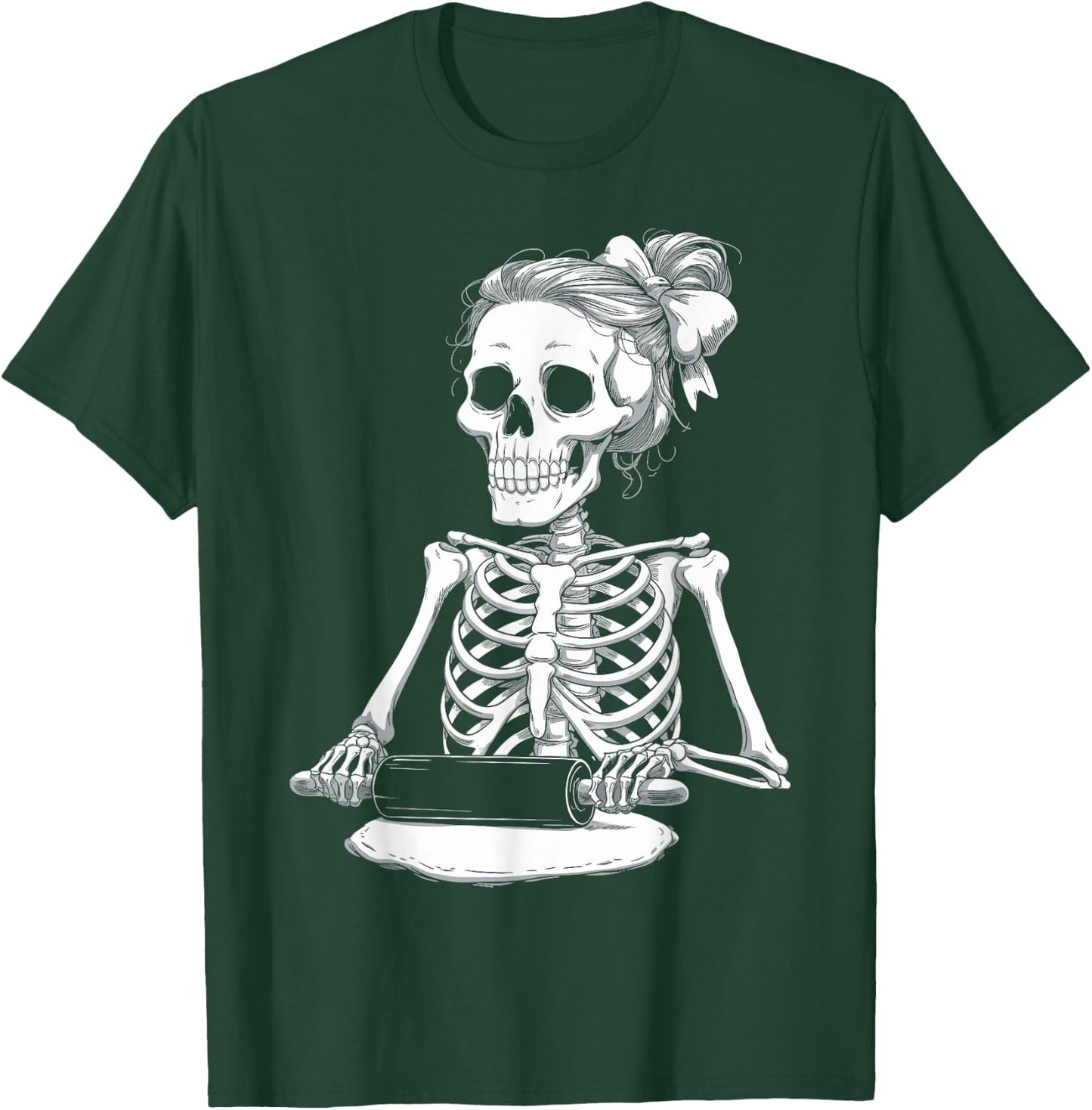 Skeleton Baker Spooky Halloween Baking Cake Lover Bakery T-Shirt - T-Shirt | Forest
