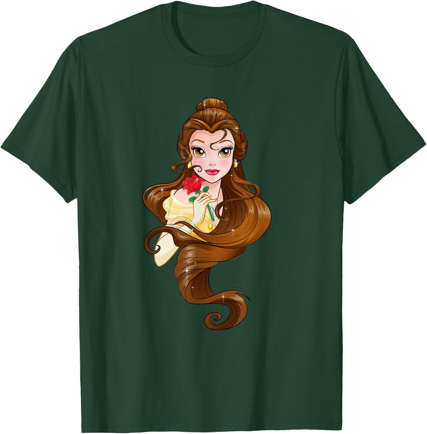 Disney Belle Black Classic Fit - Adult Round Neck Short Sleeve Fantasy T-Shirt - T-Shirt | Forest