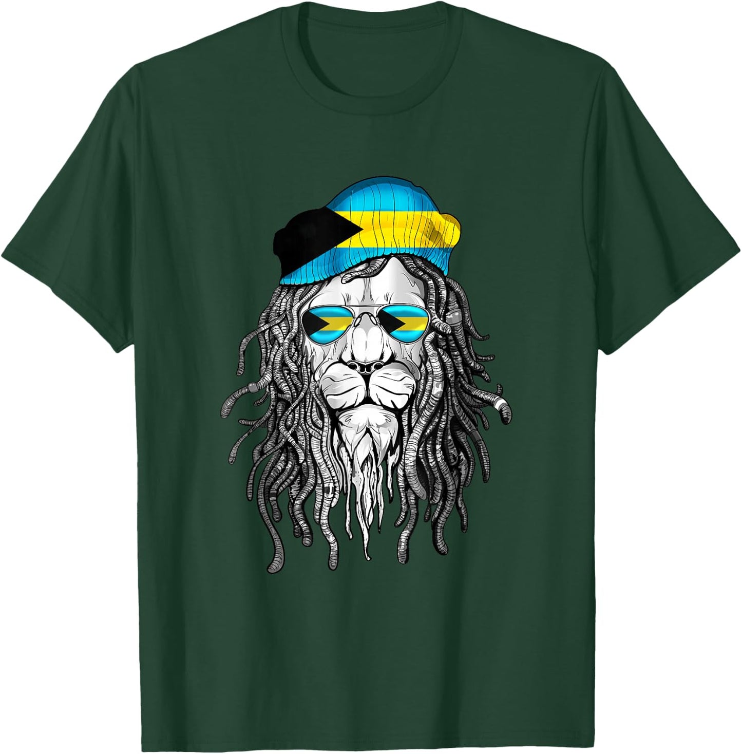 Bahamer Shirt Bahamas Bahamer Flag Lion Black Casual Modern T-Shirt - T-Shirt | Forest