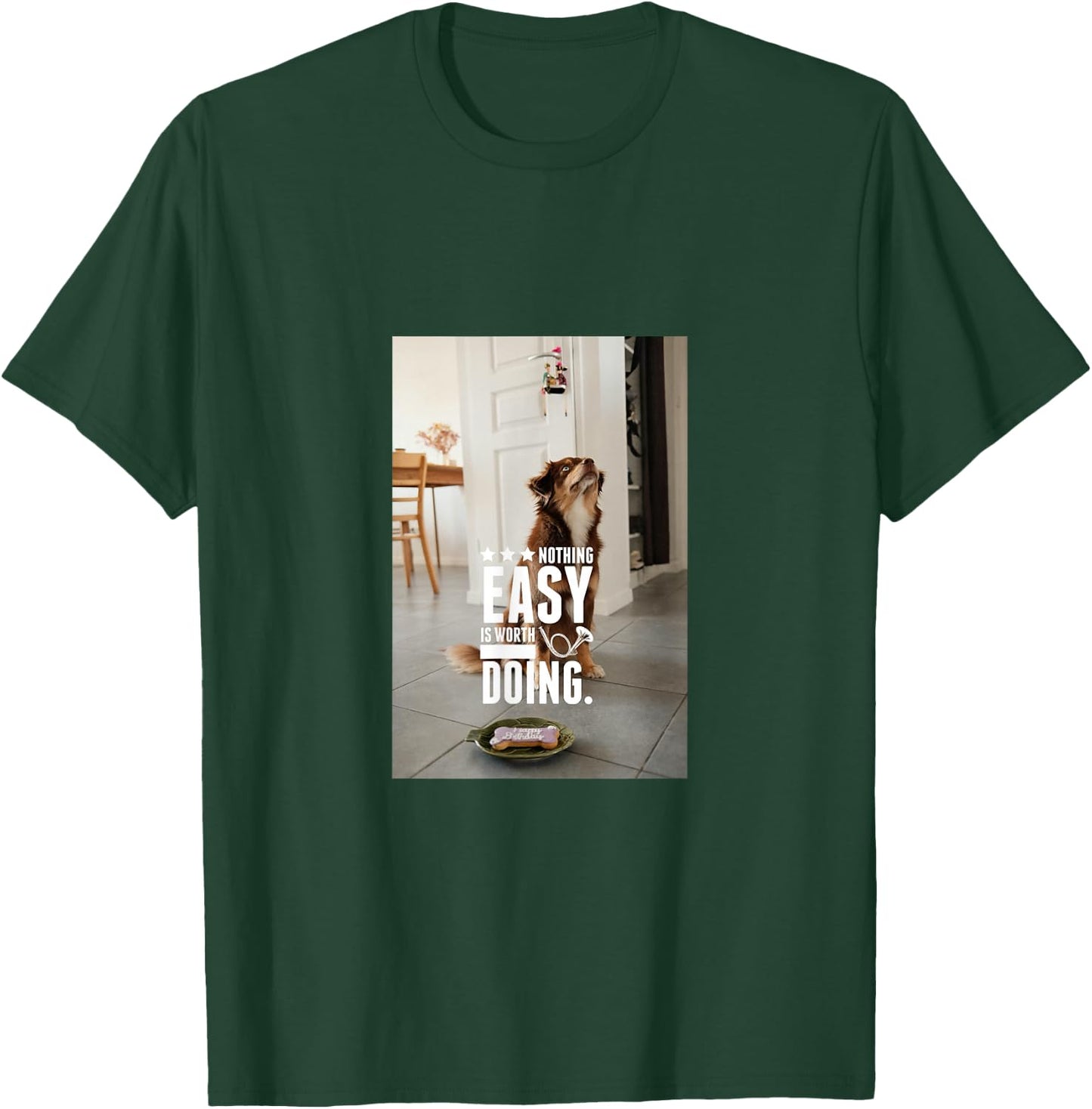 Cute Australian Shepherd Graphic with Inspirational Quote T-Shirt - T-Shirt | Forest