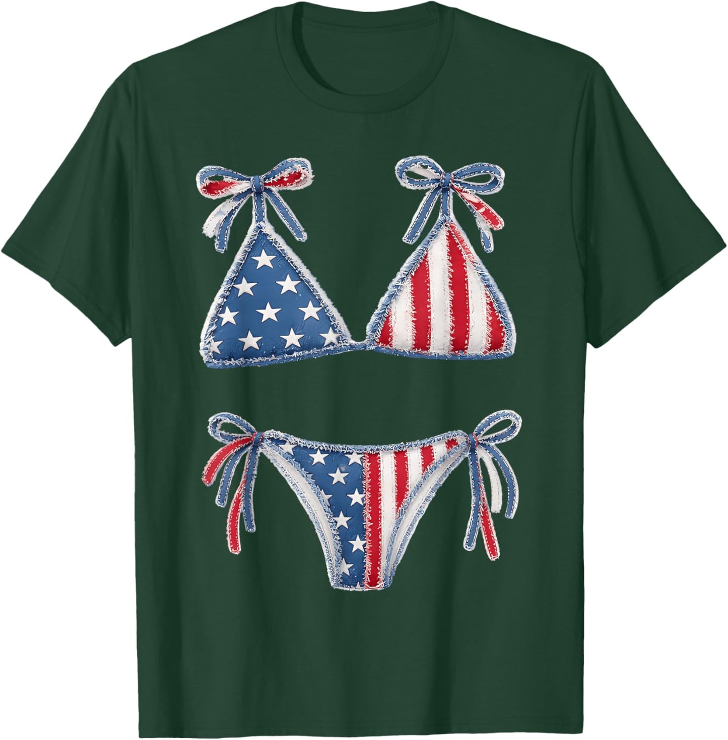 Bikini American Flag Cover Up Swimsuit 4th of July American T-Shirt - T-Shirt | Forest