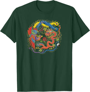 Yin Yang Dragon Phoenix Tai Chi Balance Warrior T-Shirt - T-Shirt | Forest