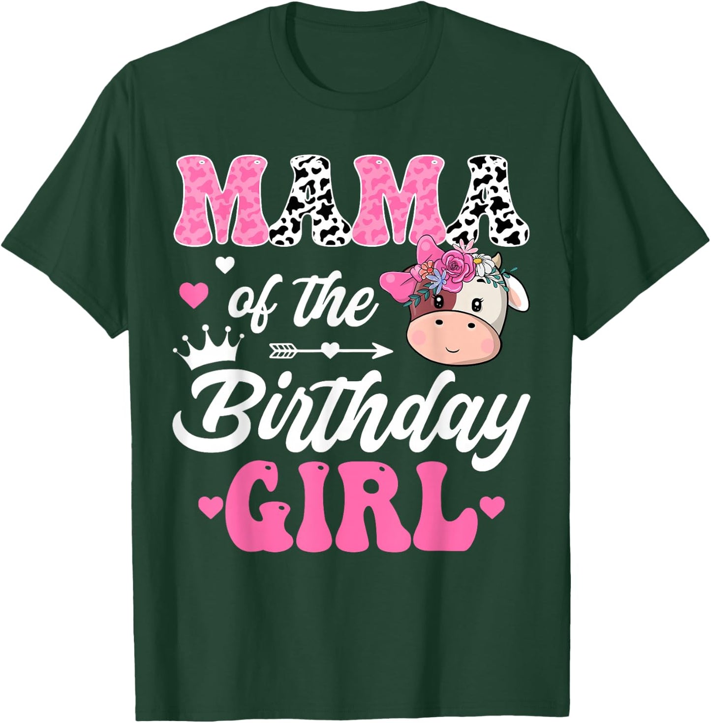 Mama Of The Birthday Girl Farm Cow 1St Birthday Girl T-Shirt - T-Shirt | Forest