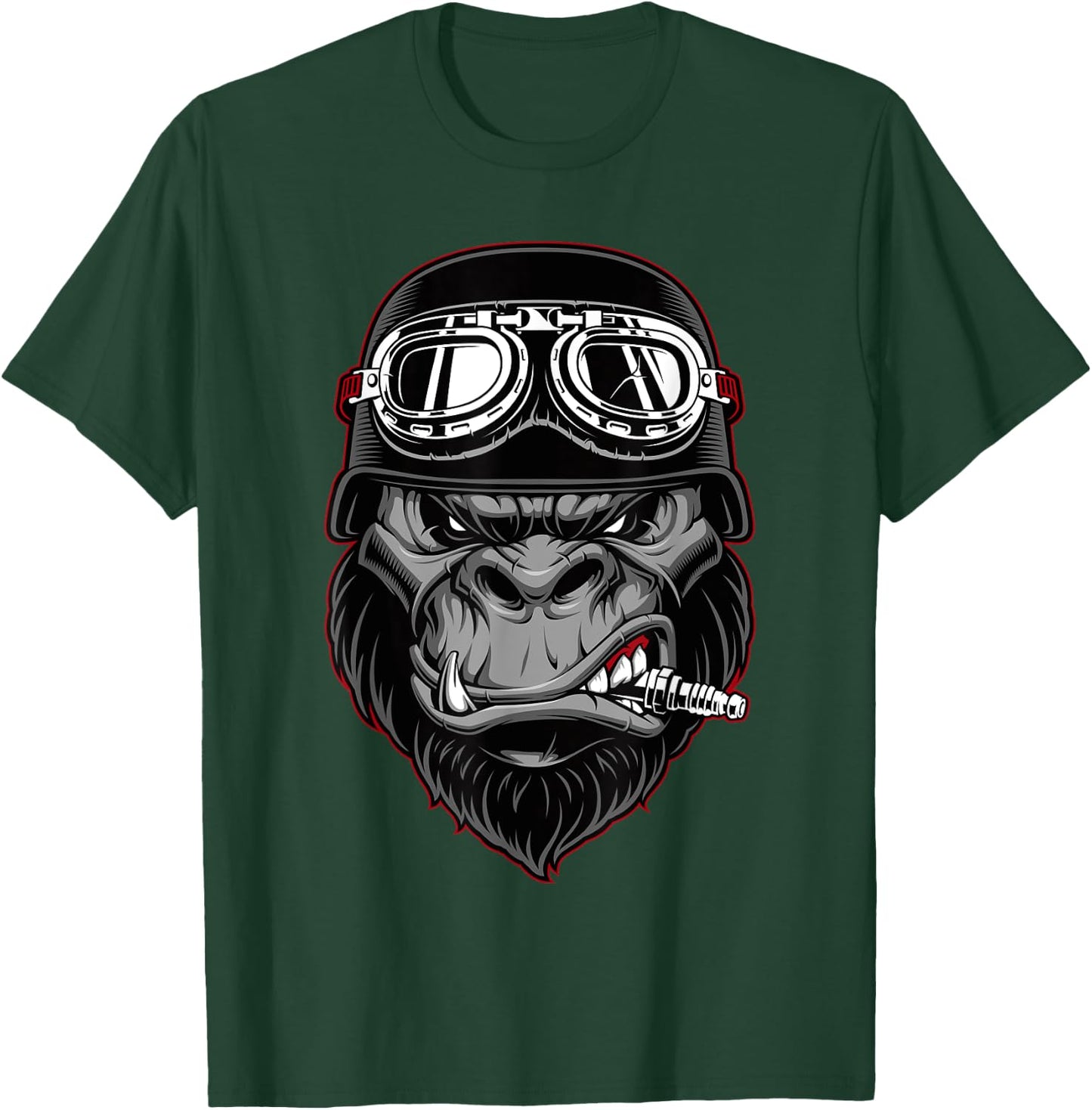 Biker Gorilla Motorcycle Silver Back Monkey Gift T-Shirt - T-Shirt | Forest