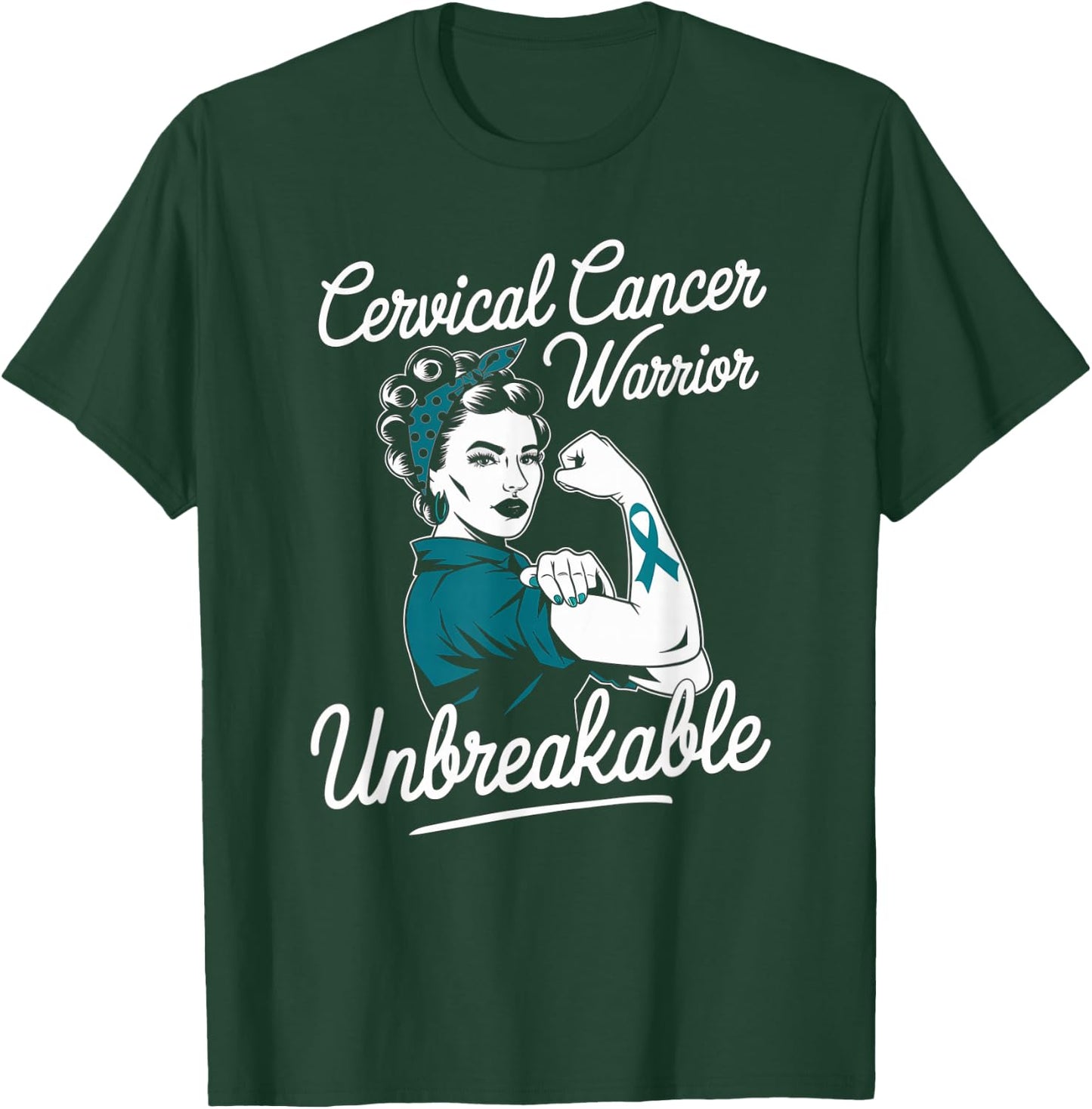 Cervical Cancer Warrior Unbreakable Cervical Cancer Survivor T-Shirt - T-Shirt | Forest