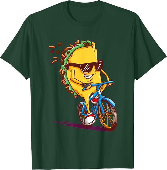 Cycling Tacos Shirt Road Bike Bicycle Cyclist Gift T-Shirt - T-Shirt | Forest