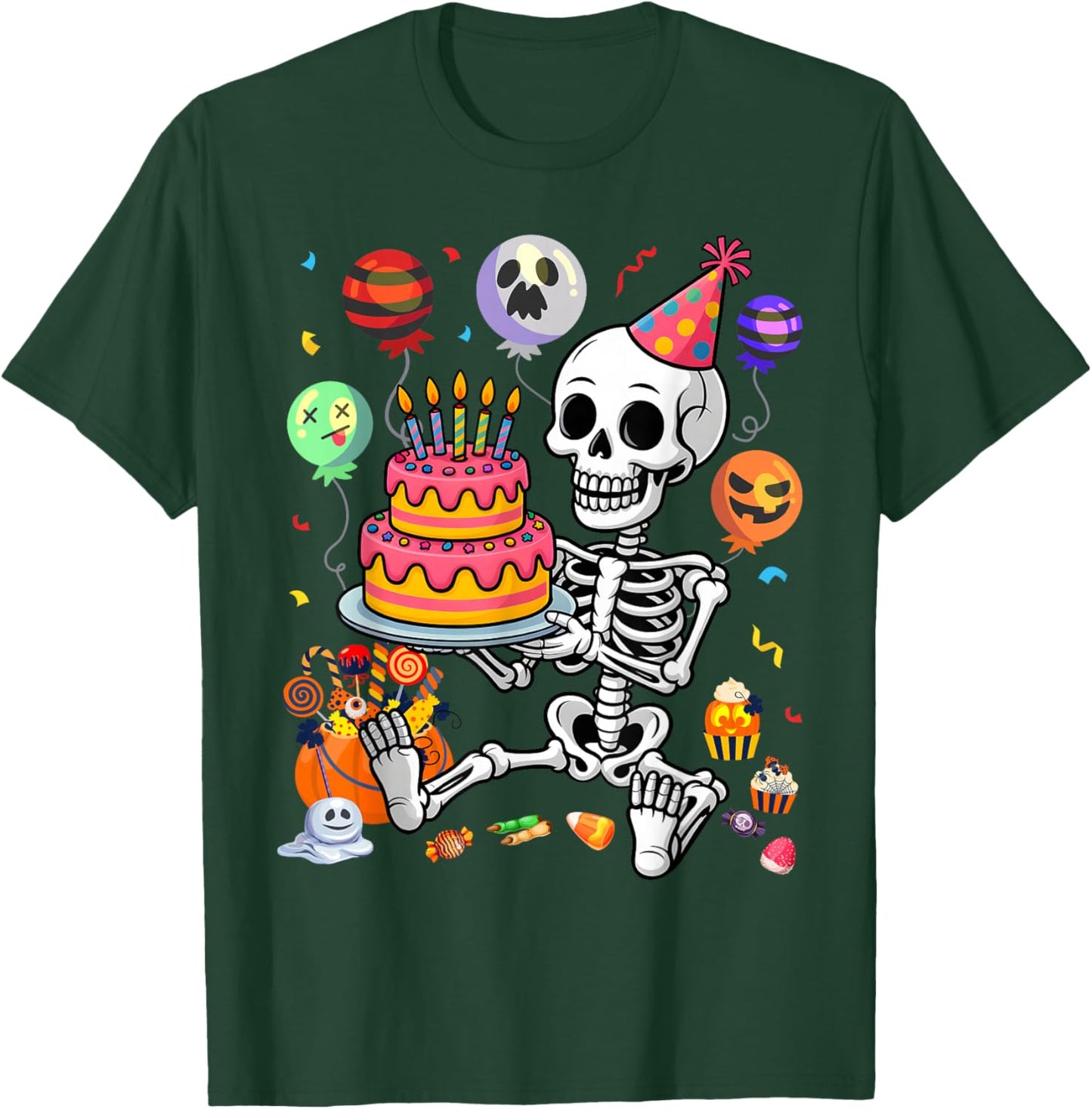 Halloween Birthday Outfit Skeleton Party T-Shirt - T-Shirt | Forest