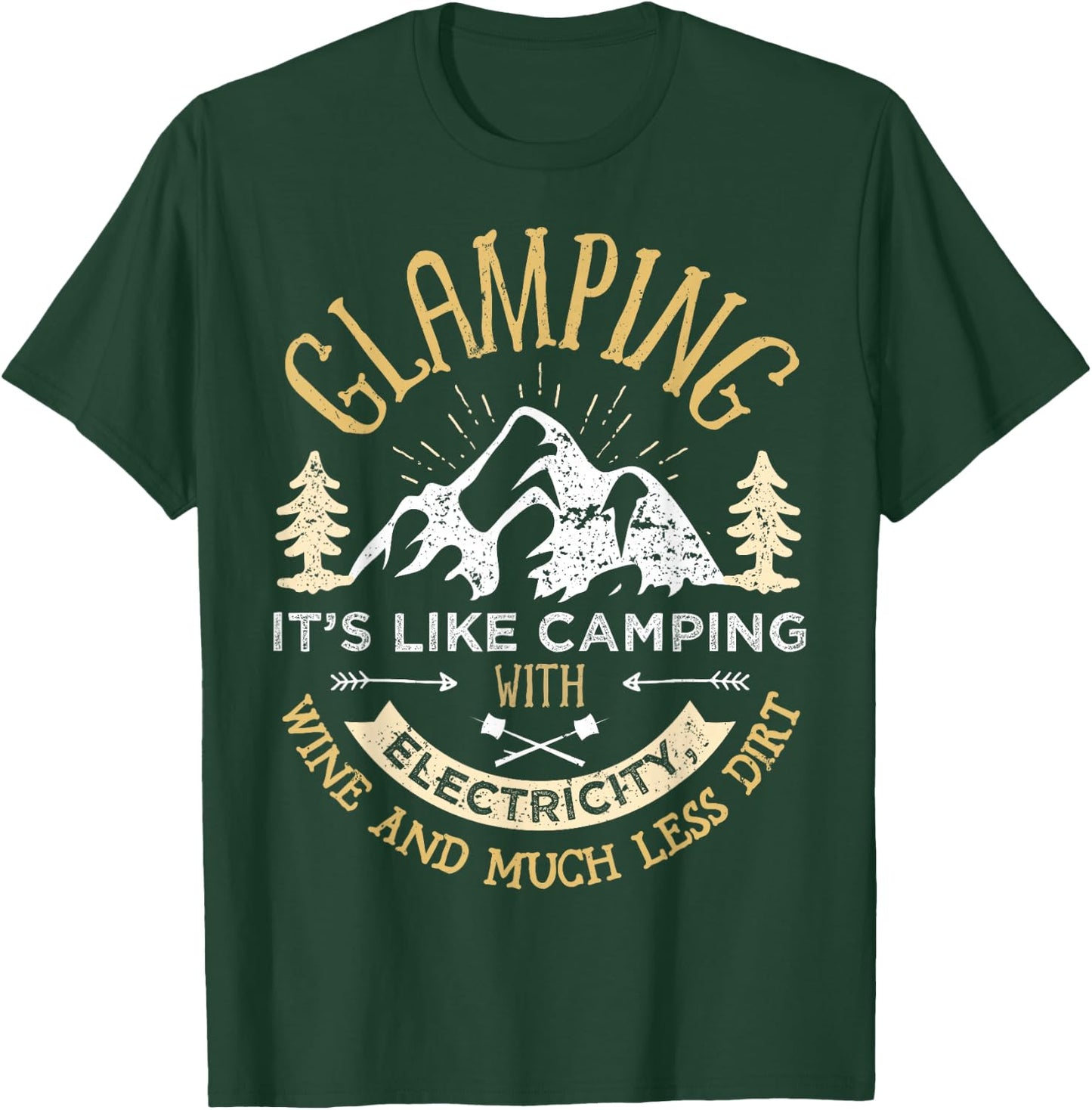 Glamping Definition Glamper Women Men Wine Funny Camping Small T-Shirt - T-Shirt | Forest