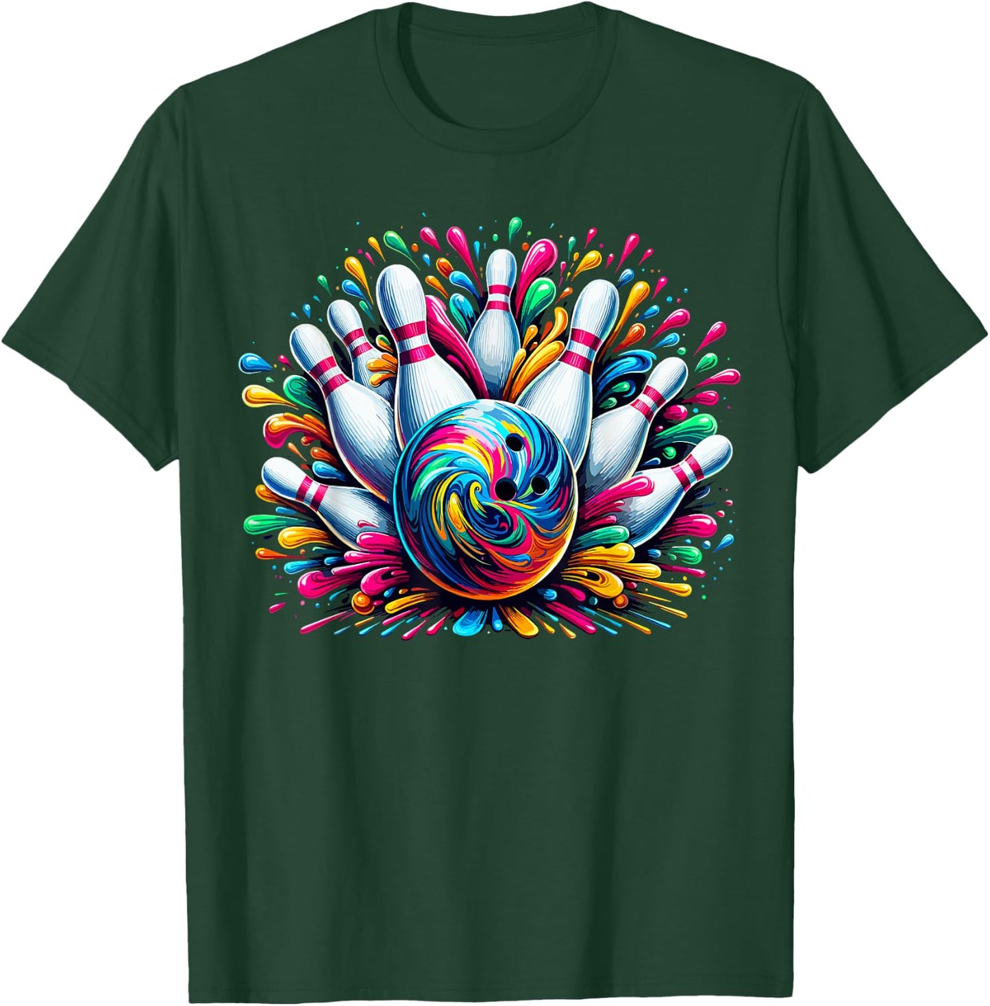 Bowling Cute Colorsplash Ball T-Shirt - T-Shirt | Forest