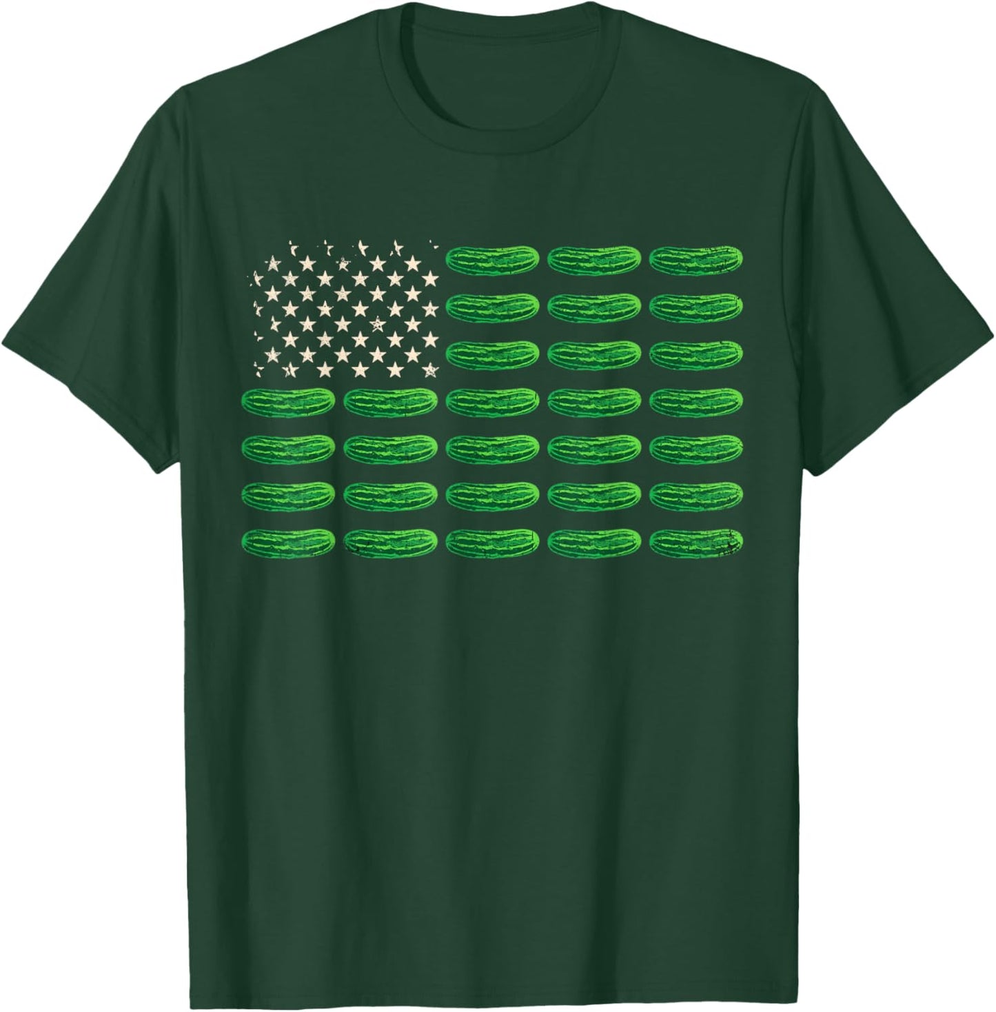 Funny Pickle Cucumber American Flag Pickle Lover 4th of July T-Shirt - T-Shirt | Forest