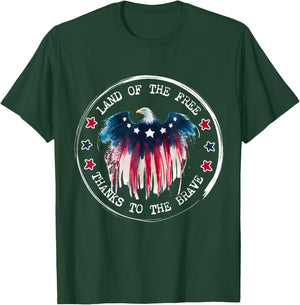 Land of the Free Thanks to Brave American Eagle Flag T-Shirt - T-Shirt | Forest