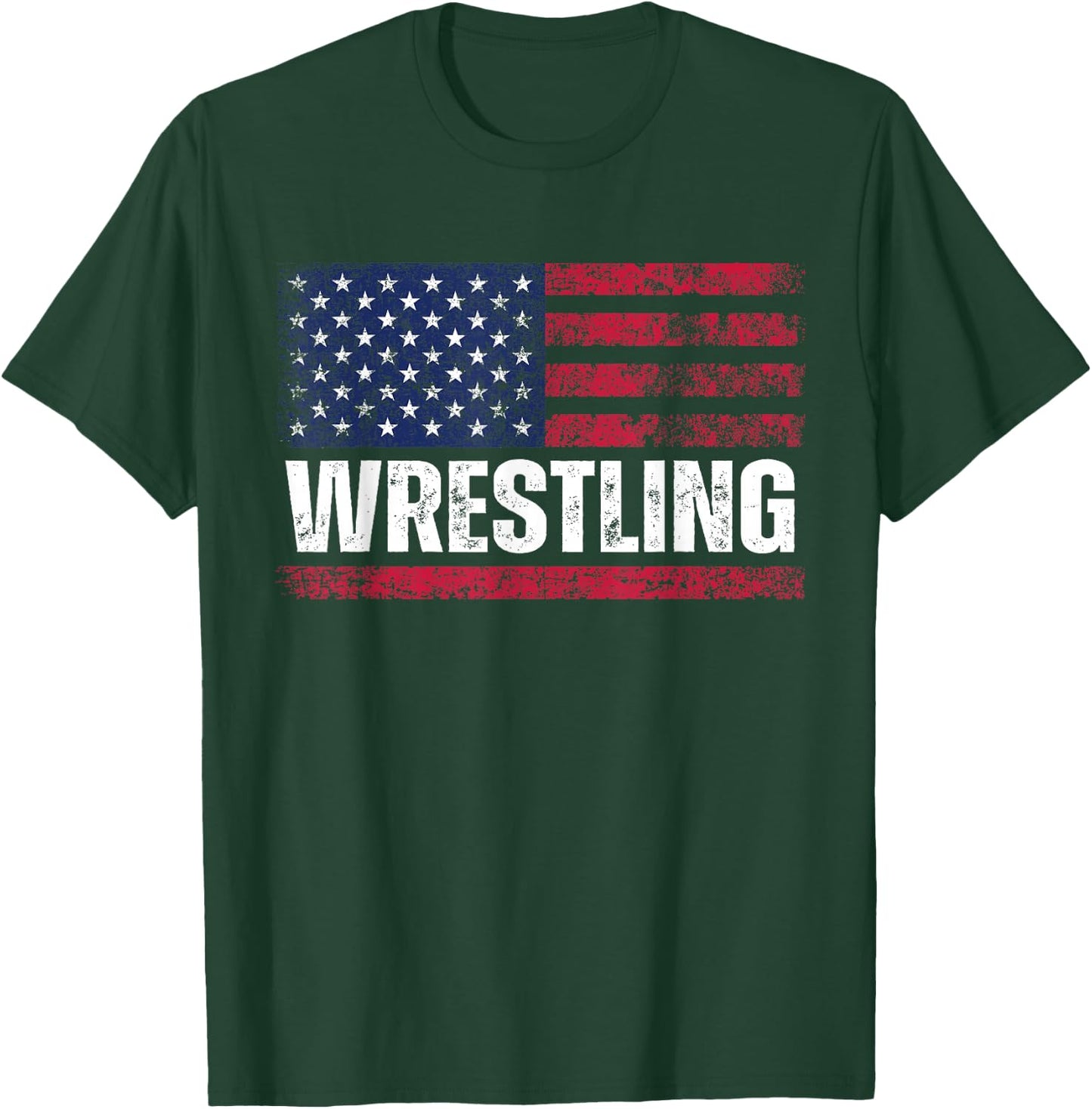 US Flag Wrestling American Flag Wrestling Wrestle Vintage T-Shirt - T-Shirt | Forest