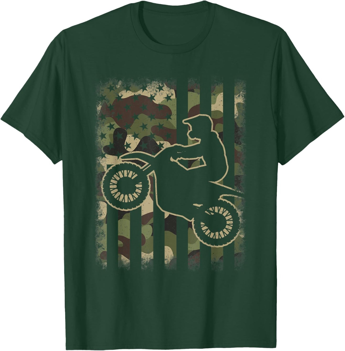 Motocross American Flag Dirt Bike Lover Men Women Kids T-Shirt - T-Shirt | Forest