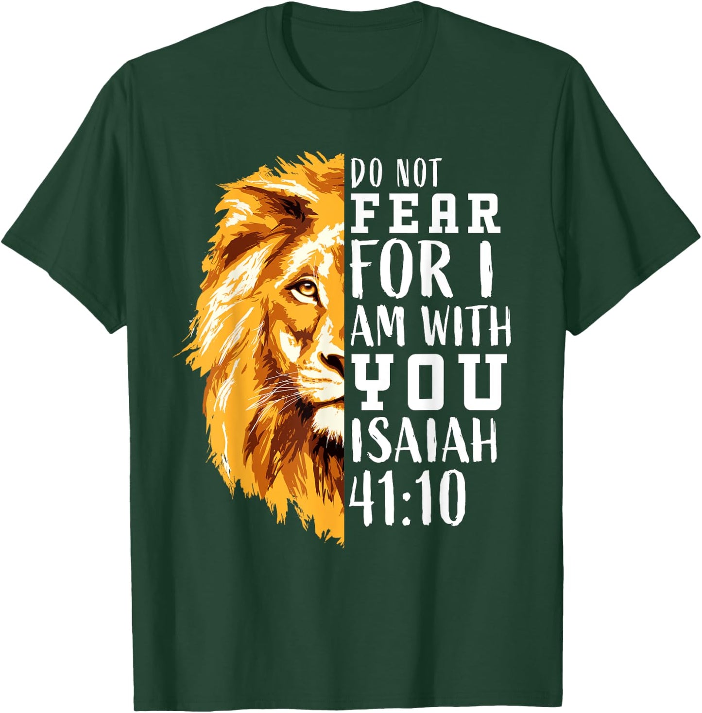 Christian Religious Bible Verse Sayings Lion Fear Scripture T-Shirt - T-Shirt | Forest