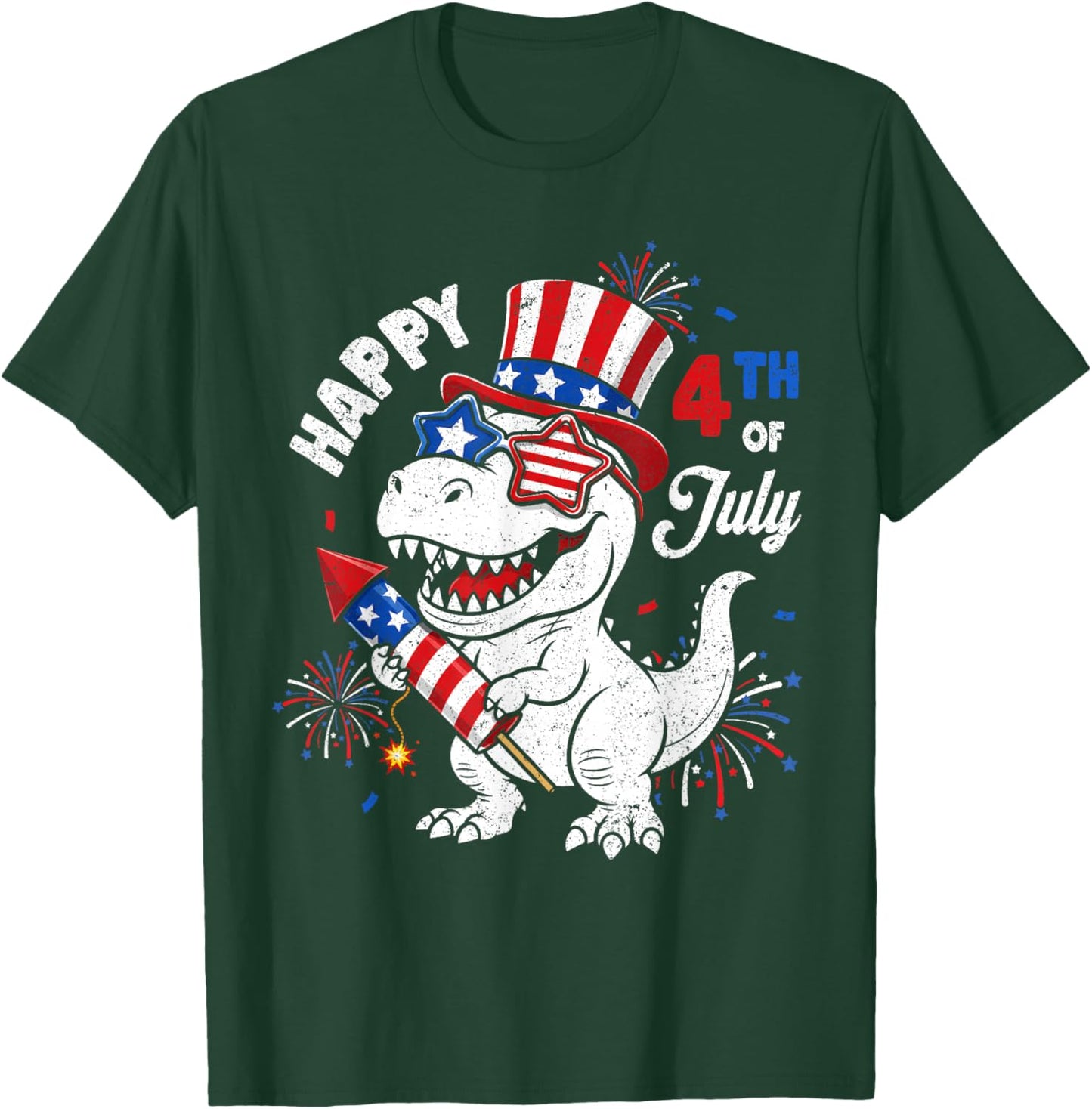 Funny 4th of July T-Rex Dino Dinosaur Patriotic Toddler Boys T-Shirt - T-Shirt | Forest