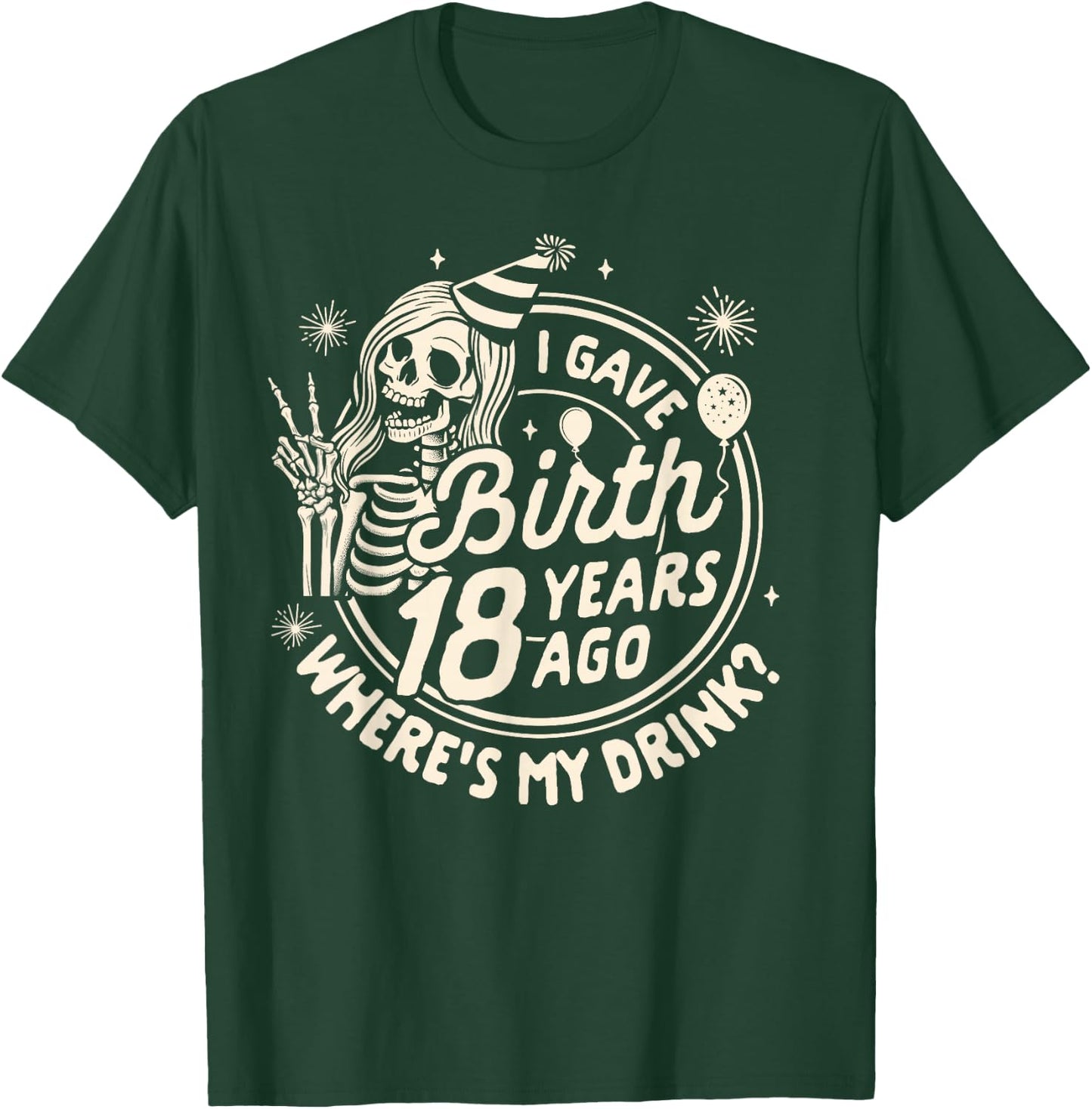 Mom Of The Birthday Girl Bday I Gave Birth 18 Years Ago T-Shirt - T-Shirt | Forest
