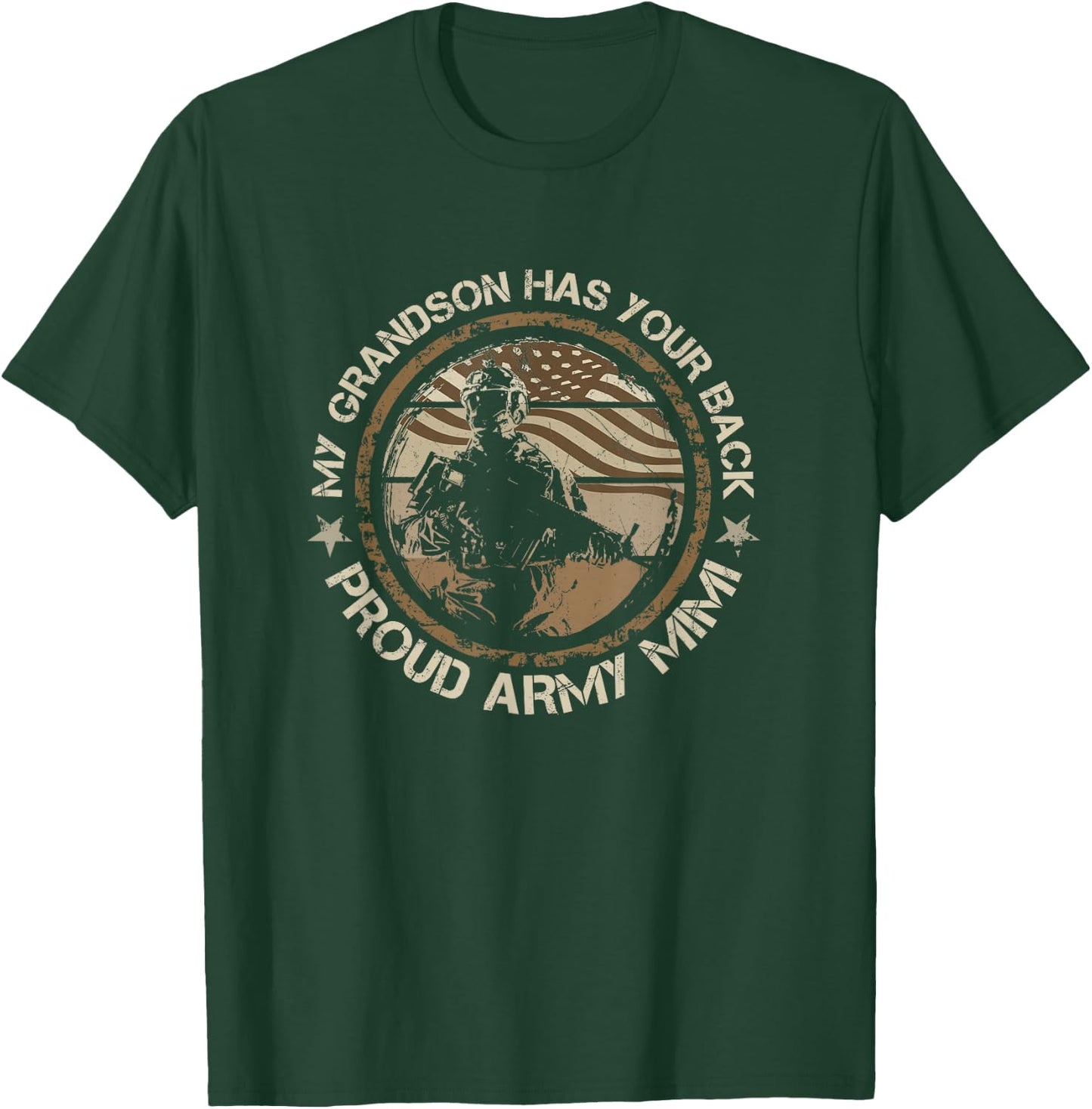 My Grandson Has Your Back Proud Army Mimi Military Family T-Shirt - T-Shirt | Forest