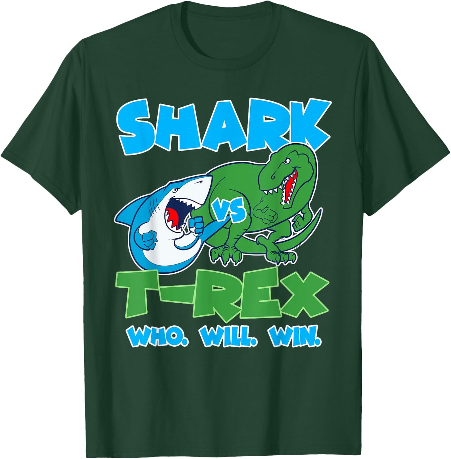 Funny Shark vs T-Rex Who Will Win great for kids T-Shirt - T-Shirt | Forest