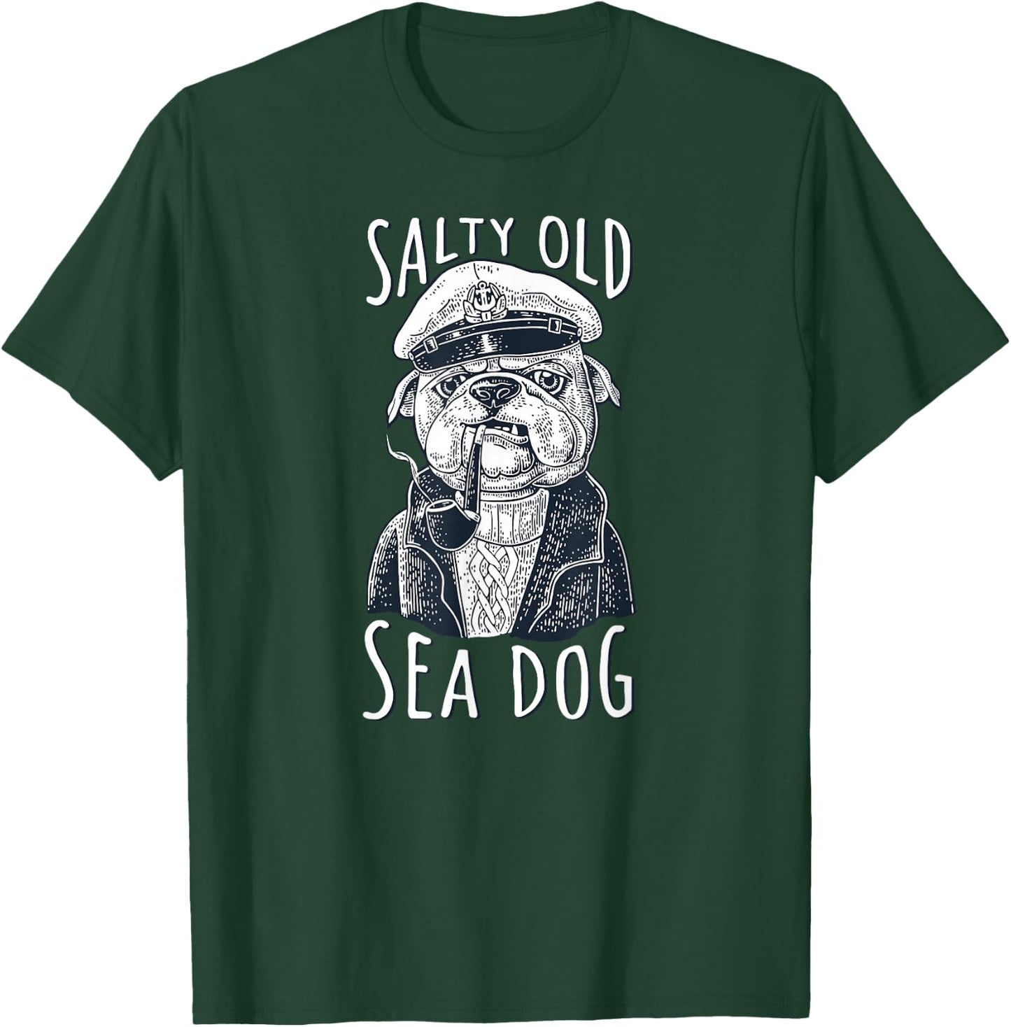 Maritime Dog Salty Old Sea Dog Capitain Nautical T-Shirt - T-Shirt | Forest