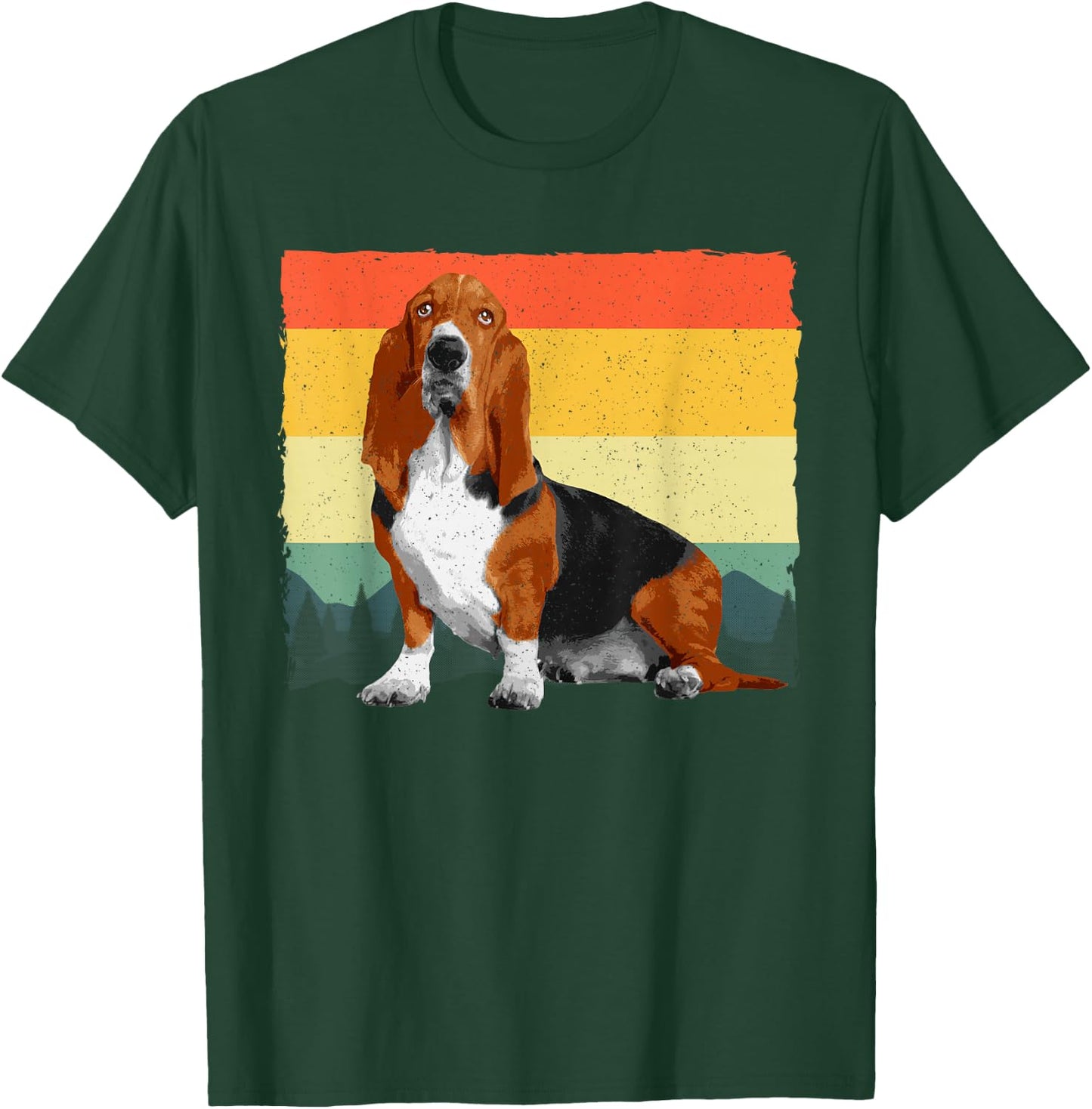 Retro Basset Hound Art Women Kids Basset Hound Lover T-Shirt - T-Shirt | Forest
