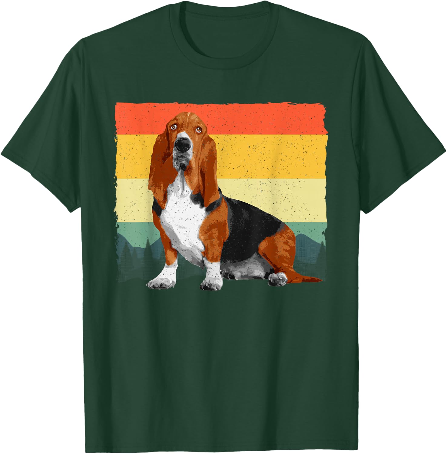 Retro Basset Hound Art Women Kids Basset Hound Lover T-Shirt - T-Shirt | Forest