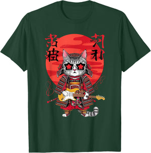 Samurai Cat Guitar Ninja Aesthetic Japanese Katana Tokyo Women Kids T-Shirt - T-Shirt | Forest