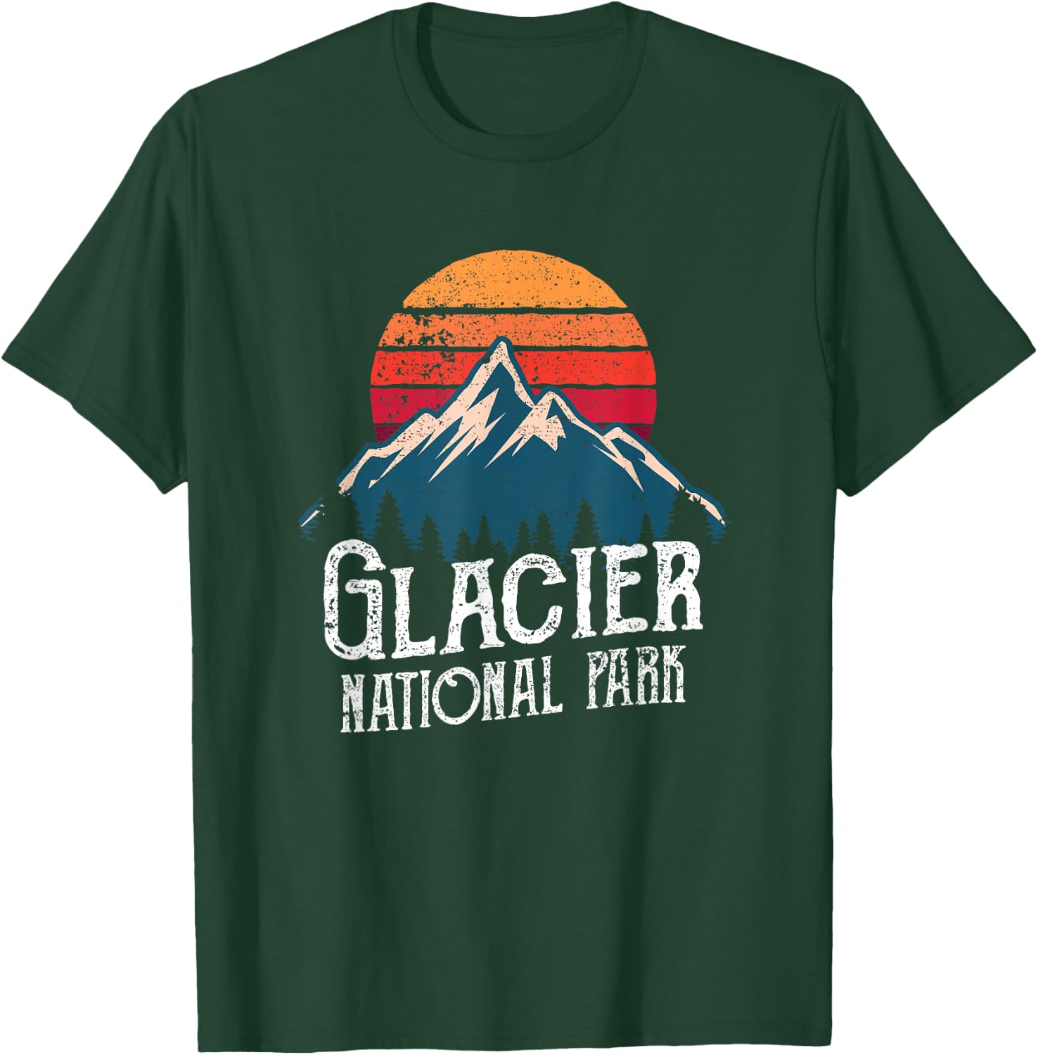 Retro Vintage Glacier National Park Montana Mountain T Shirt T-Shirt - T-Shirt | Forest