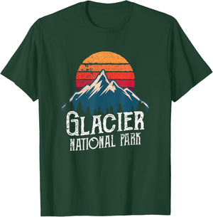 Retro Vintage Glacier National Park Montana Mountain T Shirt T-Shirt - T-Shirt | Forest