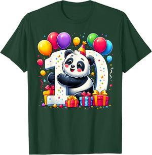 Panda 10th birthday boy girl 10 years old tenth ten Panda T-Shirt - T-Shirt | Forest