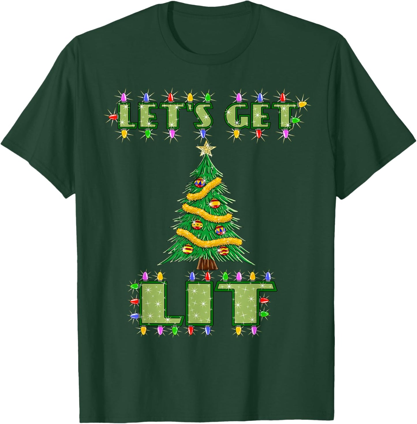 Lets Get Lit Christmas Shirt Its Drinking Dirty Adult Pajama T-Shirt - T-Shirt | Forest