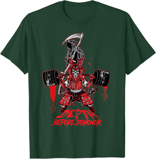 Leg Day Legends : Samurai Squats Barbell with Death T Shirt T-Shirt - T-Shirt | Forest
