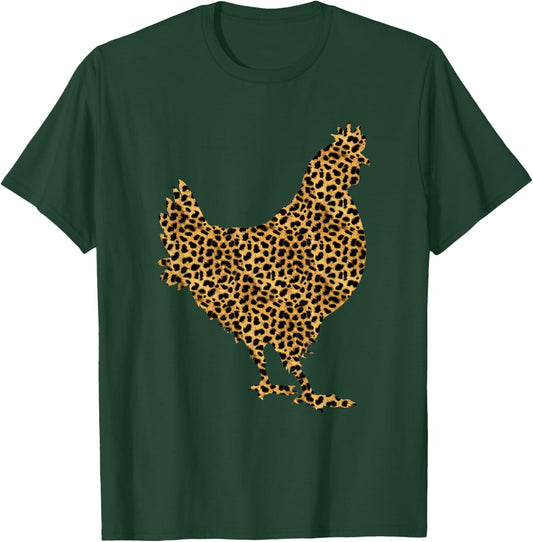 Chicken Leopard Print Hen Fowl Animal Lover Women Gift T-Shirt - T-Shirt | Forest