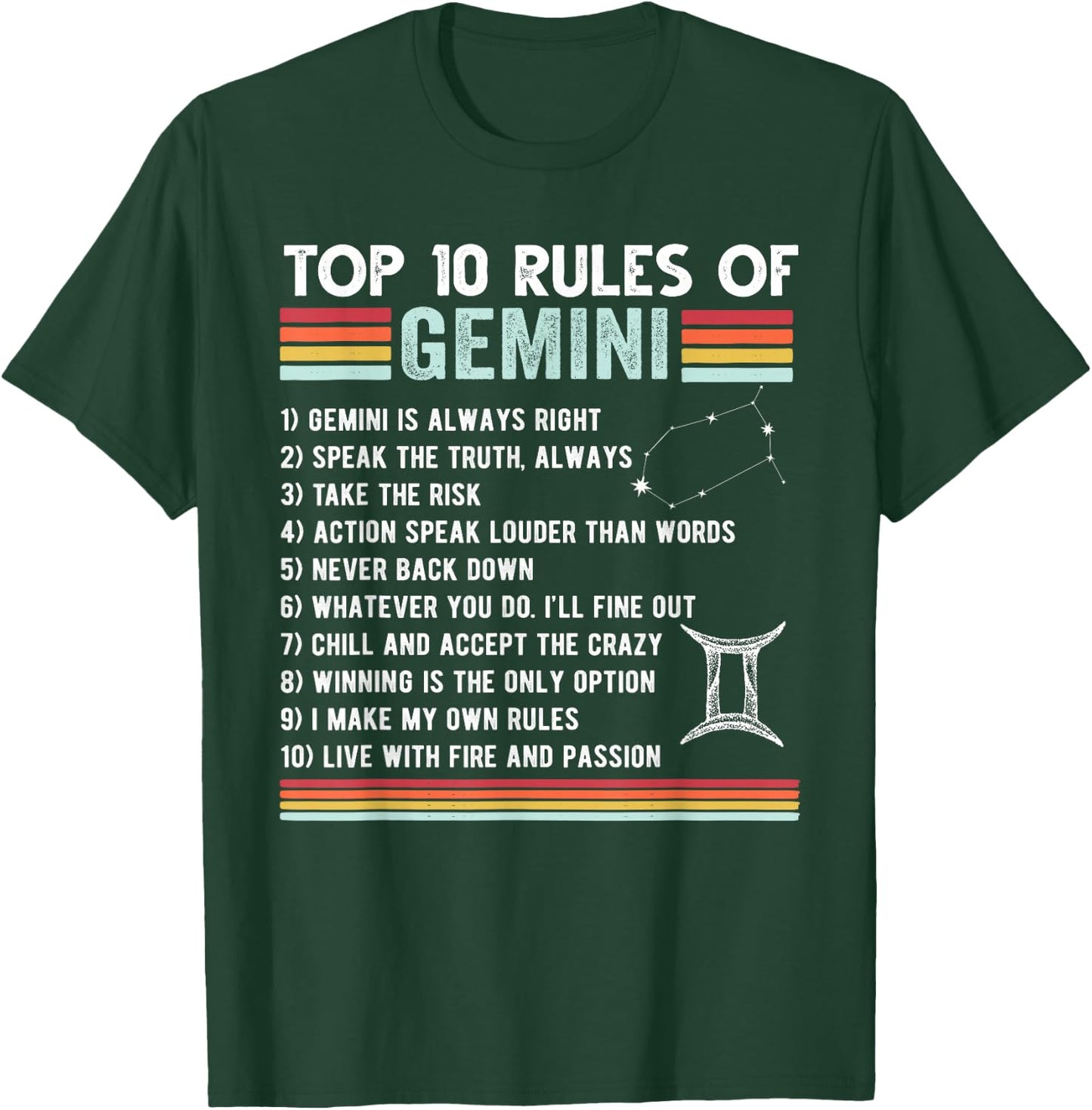 Retro Gemini Zodiac Sign Rules Astrology May June Birthday T-Shirt - T-Shirt | Forest